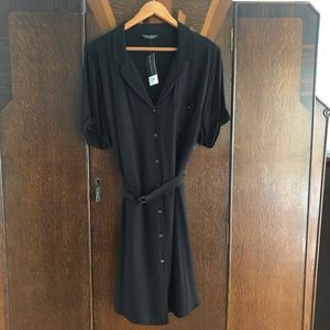 Black Belted Shirt Dress